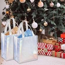 10个装彩虹全息礼品袋，带提手 | 可重复使用的中号派对和生日手提袋，8英寸 x 4英寸 x 10英寸，非常适合返校、情人节、母亲节、毕业典礼等场合 - 彩色 - 查看 2