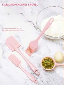 3-Pieces Set Silicone Spatula With Silicone Brush For Baking Cakes - Multicolor - View 6
