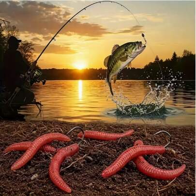 50/100/200pcs Earthworm Soft Bait - Red Maggot Plastic Lure With Bionic Worm Design And Fish Scent