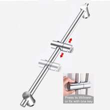 Shower Head & Slide Riser Rail Bracket Kit Chrome Adjustable Set With Soap Dish - Shower Head + Shower Base + Hose - View 2