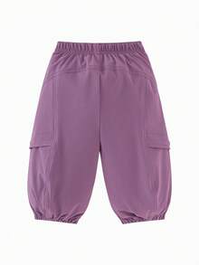 mini bala Young Girl Straight-Leg Pants, Structured Fit, Water-Resistant, Non-Binding Waist, Comfortable Spring Pants 2026 - Purple - View 5