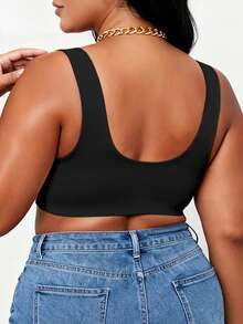 Áo ngực không gọng, không đường may, cài trước, cỡ lớn dành cho nữ, thiết kế mềm mại, che phủ toàn diện, nội y thời trang, đệm định hình không thể tháo rời, dây đeo rộng và cài trước, phù hợp với vòng ngực lớn, thoáng mát, nâng đỡ và định hình, thoải mái khi mặc hàng ngày. - màu đen - Xem 4