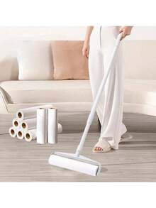 9.45英寸加长伸缩手柄粘毛滚筒 | 360°旋转头 | 3个高粘性替换装 | 宠物毛发去除器 | 地毯/沙发/汽车/衣物清洁工具（2种款式随机发货） - 彩色 - 查看 13