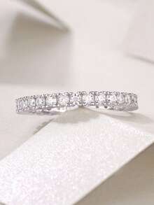 925 Sterling Silver Moissanite Ring, Suitable For Banquet, Party, Official Occasions, Festivals, Valentine's Day, Engagement, Wedding, Anniversary, Birthday Gift, With Certificate - Silver - View 6