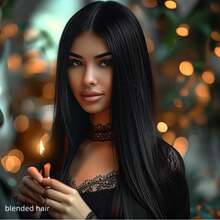 20 Inch Lace Front Human Blended Hair Wig - Straight HD Lace 180 Density Pre Plucked Bleached Knots Glueless 13x4 Frontal Wig For Women Natural Black - Natural & Black - View 1