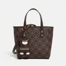 Men Tote Bags - Grid Coffee [for Sophisticated, Mature Women] - View 12