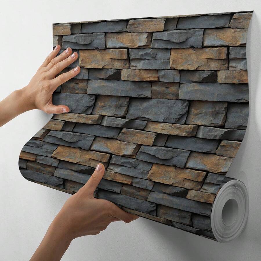Paper and Wall Self-Adhesive Brick Wallpaper For Bedroom, Living Room, Kitchen, Bathroom - Đá than chì Canjiquinha - Xem 1