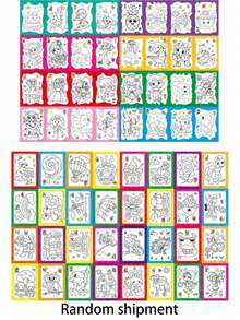 50张水彩画，水彩纸，涂色页，DIY水彩画，教育涂鸦画 - 彩色 - 查看 7
