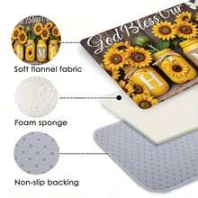 Sunflower Pattern Modern Kitchen Mat | Soft And Comfortable Lightweight Flannel, Suitable For Bedroom, Living Room, Dining Area, Bathroom, Laundry Room, Doorway, And More - Machine Made, Polyes - trắng - Xem 9