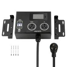 Divisor para secadora y vehículo eléctrico, indicador LED de 3 colores, distribución de energía inteligente de 240 V, con enchufe NEMA 10-30, dos tomas de corriente NEMA 10-30, pantalla LCD de 3,4 pulgadas, máx. 24 A para secadora y vehículo eléctrico, probado según el estándar ETL - Negro - Ver 8