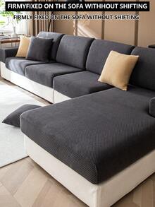 1件装弹力沙发套，防滑全覆盖沙发座套，四季通用沙发垫套，加厚面料沙发毯，可机洗，防尘，宠物友好，适用于卧室、办公室、客厅、L型沙发、1/2/3/4人座沙发 - 深灰色 - 查看 7