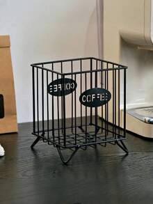 1 pezzo Portacapsule per caffè in filo nero/bianco/dorato, portaoggetti in metallo di grande capacità, cestino portaoggetti per accessori da cucina, bancone dell'ufficio, bar del caffè, organizzatore per panna e sciroppo - Multicolore - Visualizzare 4