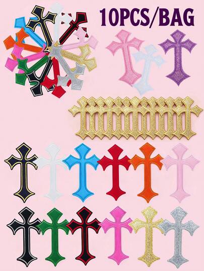 Cross Design Heat Transfer Stickers, Suitable For DIY Truck Driver Hats, Fashion Shoes, Clothing, Bags And Hats Decoration, Heat Transfer Stickers Handicrafts And Gifts, Cute Embroidered Patches