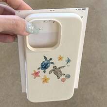 1个TPU材质极简治愈系海龟、花朵、鱼、贝壳图案手机壳，兼容苹果17 Pro Max/17/16 Pro Max/15/13/12/11、S20 FE/A15/S24/A55、Note 11/12/13 Pro，全包防摔软壳保护套，国际版，非国内版 - 白色 - 查看 3