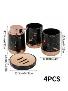 4pcs Marble Bathroom Liquid Soap Dispenser Bottles, Gold Soap Pump, Ceramic Kitchen Hand Wash Liquid Bottles With Marble Texture, Soap Liquid Dispenser Pump Bottles - Marble Version - View 12