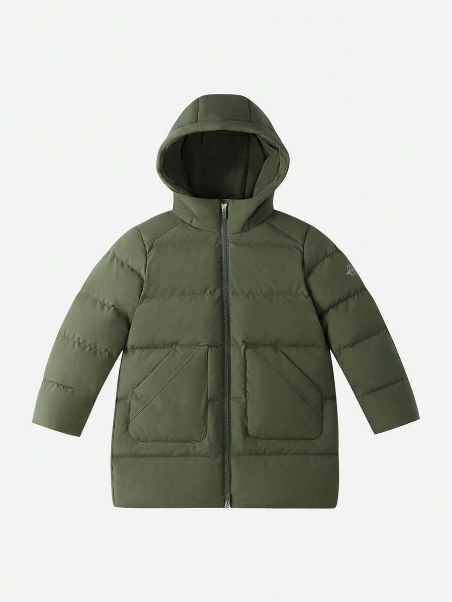 Annil [Extremely Cold Down Jacket]Children's Clothing - Boys' And Girls' Mid-Length Down Coat - Winter Protection, Windproof And Warm - Stone Green - View 1