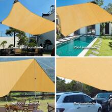 Outdoor Sun Shade Sail, Patio Garden Pool Breathable Triangular Sun Shade Canopy, Beige - A - View 6