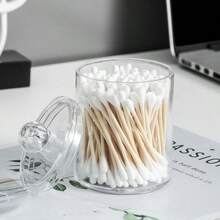 Kit Completo Porta-Cotonetes e Algodão 3 Peças - Organização Prática e Elegante para Seu Banheiro - Transparente+1PC - Visão 5