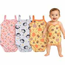 Kit 3 Body Alcinha Estampas Sortidas 100% Algodão Body Bebe Roupas Para Enxoval Matrenidade Regatinha Infantil Fresca Verão Macacão Kids Cojunto de Bodies - ESTAMPAS SORTIDAS (nao tem como escolher) - Visão 12