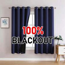 2 Panels 100% Blackout Curtains With Back Coating & Grommets - Sun Blocking Privacy Drapes For Living Room Bedroom Indoor Home Decor - 灰色 - 查看 6