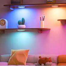 LED Smart Motion Sensor Night Light, USB Rechargeable Wireless Magnetic LED Cabinet Lamp, Emergency Auto Lighting - Round - View 3