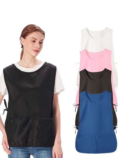 Polyester Apron, Waterproof And Oil-Resistant Kitchen Apron For Men And Women. Daily Splash Protection, Portable, Easy To Clean, With Dual Side Ties. Suitable For Camping, Picnics, Outdoor Grilling, Cooking, Gardening And More