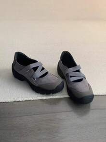 Square Toe Retro Black Shallow Ballet Style Mary Jane Shoes Women Spring 2026 New Casual Leather Shoes - Xám - Xem 8
