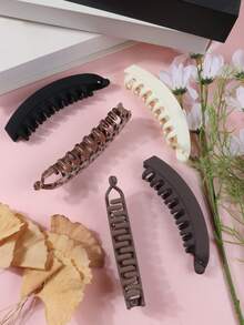 Large Matte Simple Banana Hair Clip, Non-Slip Ponytail Vertical Clip Hair Accessory For Women With Thick Hair, Claw Clips, Hair Barrettes, Hair Accessories For Women, Head Accesssories - Multicolor - View 9