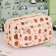1 pieza Nuevo estuche de papelería con diseño de Panda de gran capacidad y varios compartimentos, elegante caja de lápices con estilo de dibujos animados para niñas y niños, útiles escolares de alta calidad, ideal para viajes, maleta, bolsa de viaje, artículos de viaje esenciales, artículos de vacaciones, cajas de almacenamiento de papelería, portalápices de colores, bolsa organizadora de viaje, bolsa de maquillaje, bolígrafos, bolígrafo, papelería, estuche de lápices, bolsa de lápices, escuela, estuche de lápices grande, equipo de oficina, artículos para la escuela, papel de notas, decoración Kawaii, vuelta al colegio - Multicolor - Ver 16
