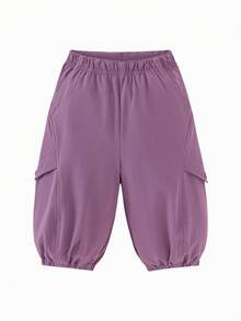mini bala Young Girl Straight-Leg Pants, Structured Fit, Water-Resistant, Non-Binding Waist, Comfortable Spring Pants 2026 - Purple - View 4