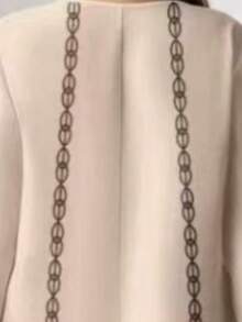 فستان ماكسي طويل بأكمام طويلة وطبعات عتيقة فضفاض مقاس كبير بياقة على شكل حرف V، مناسب لجميع المواسم - لون مشمشي - مشاهدة 4