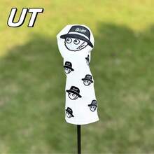 A Fun Fisherman Pattern White Golf Club Head Cover, Embroidered Pattern Design, Enhanced Golf Club Protection, Golf Accessories, PU Material. - Multicolor - View 6