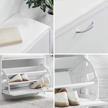 SoBuy FSR16-W, Hallway Shoe Bench Shoe Rack Shoe Cabinet With Flip-Drawer And Removable Seat Cushion, White, Depth: 30cm - White - View 7