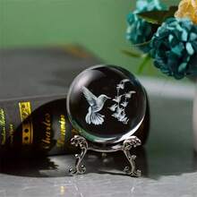 60mm/80mm Black Obsidian Crystal Ball With Silver Base, Feng Shui Divination Ball, Home Decor Photography Prop, Christmas & Halloween Decoration Gift - A - View 11