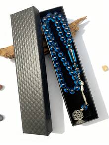 1pc Exquisite Beaded Necklace, 45pcs 10mm Acrylic Middle Eastern Luxury Accessory, High-End Gift Box Packaging, Eid Mubarak Prayer Beads - Multicolor - View 1