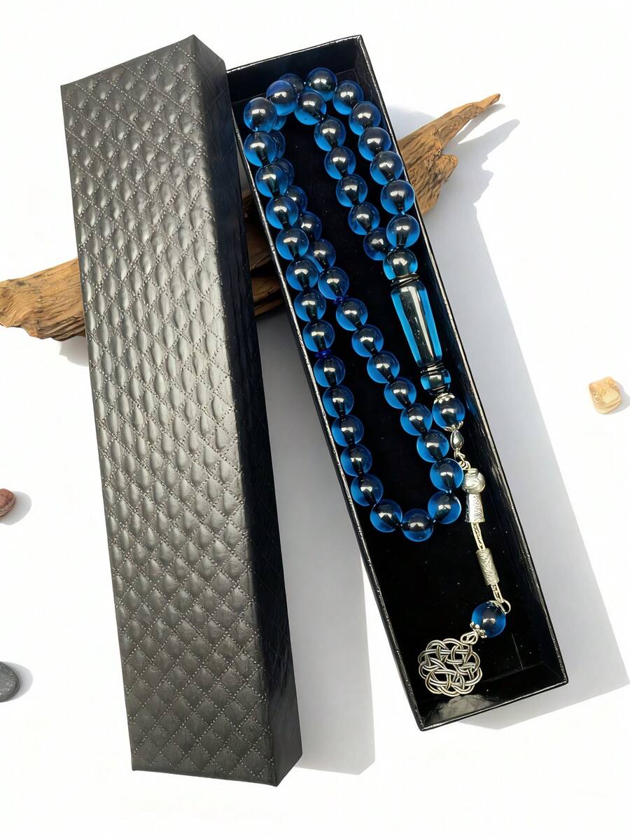 1pc Exquisite Beaded Necklace, 45pcs 10mm Acrylic Middle Eastern Luxury Accessory, High-End Gift Box Packaging, Eid Mubarak Prayer Beads - Multicolor - View 1