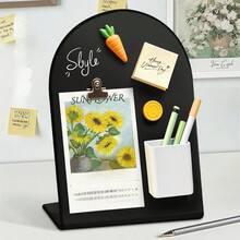 Desktop Metal Memo Board, Black Mini Erasable Chalkboard, Creative Arched Self-Standing Memo Board For Photo Display, Schedule, Promotion And Menu, Reusable - Multicolor - View 4
