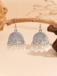 1 Pair Fashionable Earrings, Elegant Minimalist Casual Bell & Faux Pearl Tassel Earrings, Suitable For Women & Girls Daily, Festival, Wedding And Party Wear/Jewelry Gift - Fashion - View 6