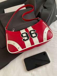 New Fashion Versatile Textured Shoulder Bag, Underarm Handbag For Women - Red - View 3