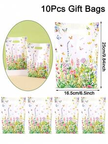 10/20/50个装春季野花礼品袋，蝴蝶塑料礼品包装袋，适用于婚礼、新娘送礼会、婴儿送礼会、周年纪念、蝴蝶主题生日派对用品、春夏假日手提袋、厨房用品、小型企业用品、零售购物袋 - 彩色 - 查看 13