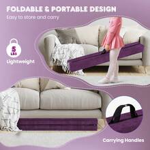 COSTWAY 270CM Folding Balance Beam With Solid Wood Base And Anti-Slip Bottom, Purple - Purple - View 7
