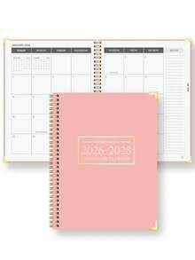 Trees 2026-2028年月度计划日历，2026年1月至2028年12月日历本，月度/周计划日志，带日历视图，适用于学校笔记和办公用品的月度计划本 - 每月計畫本-粉紅色 - 查看 7