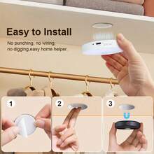 LED Smart Motion Sensor Night Light, USB Rechargeable Wireless Magnetic LED Cabinet Lamp, Emergency Auto Lighting - Round - View 8