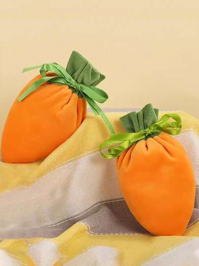 Easter Carrot Drawstring Bag, Carrot-Shaped Fabric Candy Bag, Suitable For Easter Basket Filler, Egg Hunting, Outdoor Party Favors, Decoration, Birthday And Christmas Celebration Parties, Holiday Decor Orange Fun Gift Bag Carrot