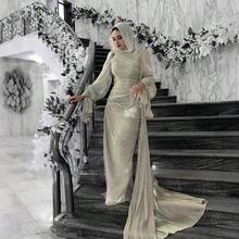 Autumn New Women's French Style Ruched Waist Green Irregular Long Dress - Xanh lá nhạt - Xem 1