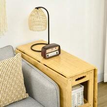 Folding Dining Table, Kitchen Table With Storage, Adjustable Legs, Bamboo, Natural Wood, 149.5 X 80 X 73.5 Cm - Mustard Yellow - View 8