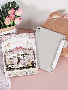 1个粉色宫廷图案可爱小熊蝴蝶结彩绘平板电脑保护套，适用于10代/11代/10.2/10.5/Air4/Air5/10.9/Pro11/Air 11英寸(M2)-2024/Pro 11英寸(M4)-2024/Air 11英寸(M3) 2025/(A16) 11英寸第11代2025/Mini6/Mini7/Air1/Air2/9.7/Tab A8 10.5英寸2022，内置笔槽，三折支架，磁吸式睡眠/唤醒功能，简约/创意/独特设计 - 彩色 - 查看 4