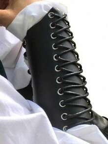 1pc Punk Style Leather Wax Rope Arm Guard Cosplay Bandage Arm Bracer Archery Arm Protection - Black - View 5