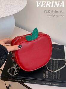 New Simple Fashion Versatile Personalized Fruit Chain Women Handbag,Fruit-Shaped Messenger Bag, Cute Novel Wallet, Yellow Shoulder Bag, Shiny Detail Handbag.Summer Beach Bag,Party Clutch,Kawaii Style Purse,Fashionable And Versatile Fruit Shaped Bag, Lovely Apple Crossbody Bag For Women, Perfect For Holidays And Street Fashion Y2K Sequin Patchwork Shoulder Bag, Fashionable Butter Yellow Bag For Women,Apple Shaped Bag,Fruit Crossbody Bag,Red Shoulder Bag,PU Leather Crossbody Bag,3D Apple Bag,Casual Daily Bag,Gift For Kids,Y2K Style Bag - 紅色 - 查看 4