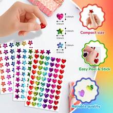 5 miếng dán mini hình hoa, sao, trái tim hiệu ứng hologram, mỗi miếng kích thước 0.6x0.6 inch, thích hợp dùng cho văn phòng phẩm, sổ lưu niệm, phần thưởng học sinh, tự làm bao bì quà tặng, thiệp, phong bì, trang trí tạp chí, trang trí tiệc lễ hội, miếng dán PVC. - 5 Miếng dán graffiti laser - Xem 2